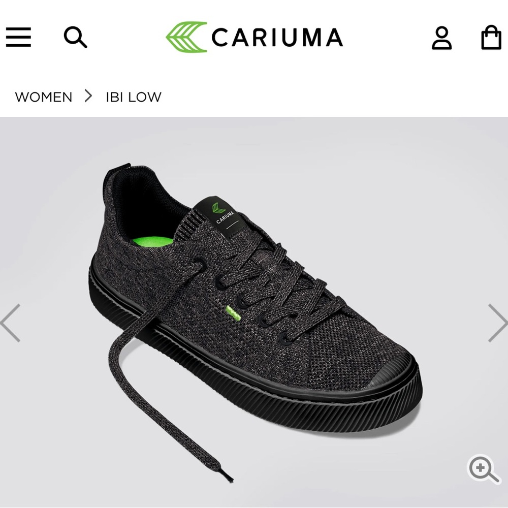 CARIUMA Women’s IBI Low Stone Black Knit Sneaker - Size 8 - Like New - Picture 2 of 5